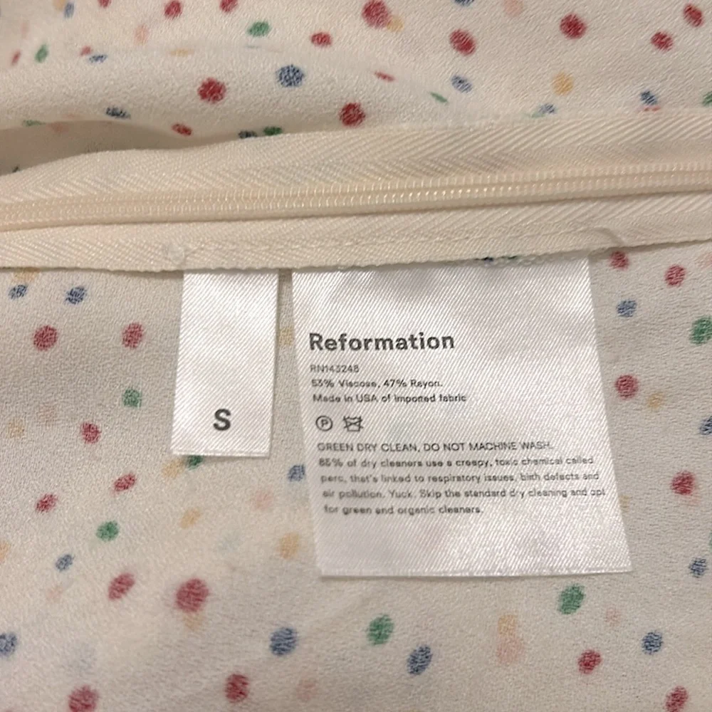 Reformation Francine One Sleeve Shoulder Top Birthday Polka Dot Size Small